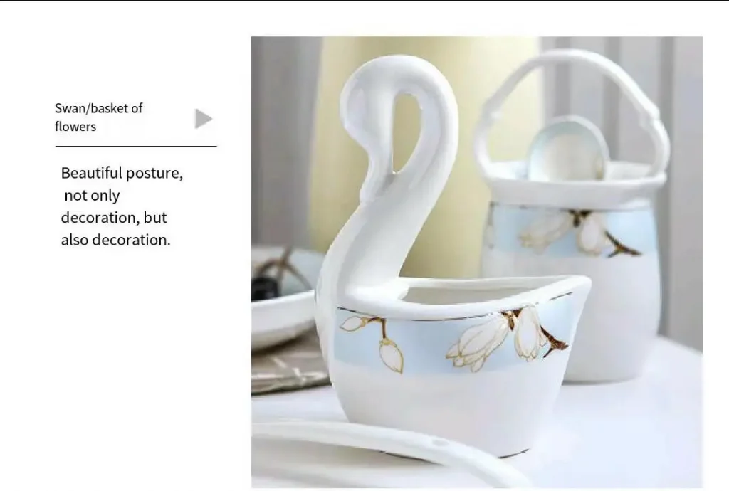 Dinner Set Plate Ceramic Porcelain Floral Design Luxury Cheap Wholesale Dishes White Plates Sets Dinnerware