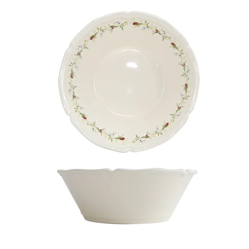 Vintage French Rose Edge Ceramic Dishes Plates Suitable for Wedding Party and Restaurant Parties and Dessert Decorations