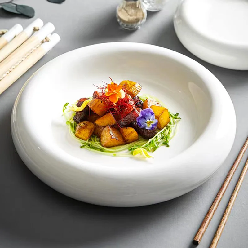 American Creative Ceramic Dining Plate Irregular Western Hotel Food Dishes for Home Use