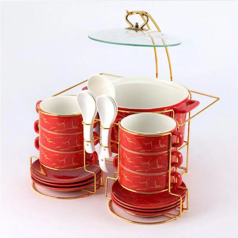 Iron Frame Casserole Cookware Hotel Restaurant Large Capacity Thermal Insulation Bowl Ceramic Pot