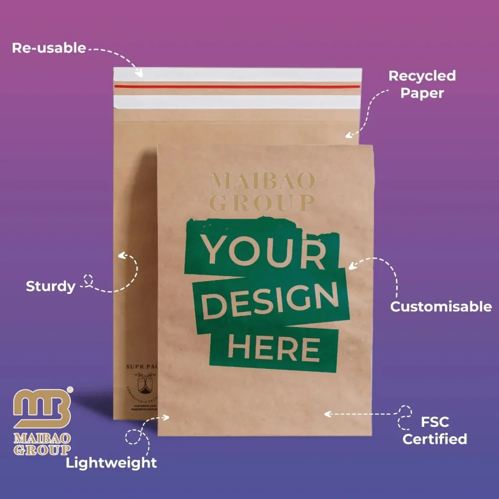 Пользовательский логотип Коричневый Компостируемый Перерабатываемый Жесткий Картон Крафт-Бумага Почтовая Посылка Курьерская Доставка Конверт Почтовая Сумка