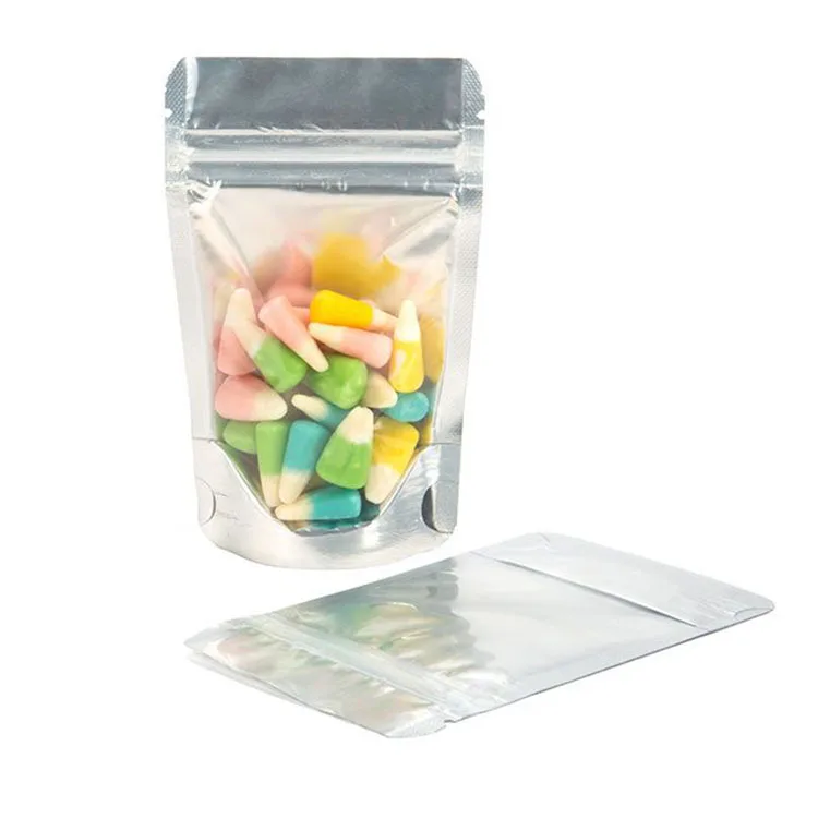 Черные экологически чистые прозрачные ламинированные пакеты с застежкой-молнией и застежкой-молнией на заказ, пластиковые майларовые пакеты, стоячие пакеты для упаковки пищевых продуктов