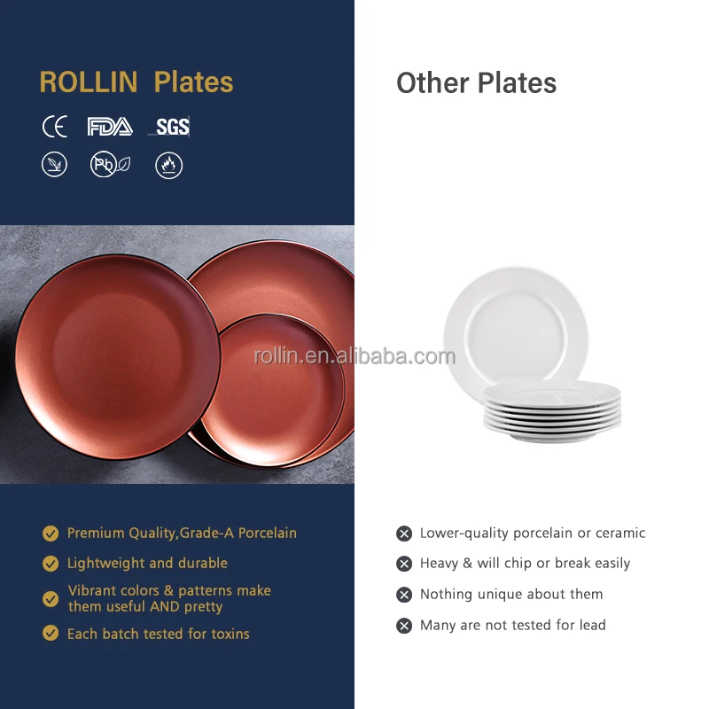 Производитель оптовой торговли посудой для ресторана 10-дюймовая круглая тарелка персонализированная посуда посуда розово-красная керамика для блюда