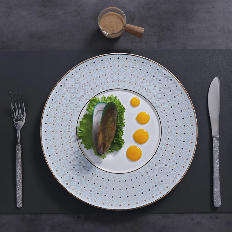 Набор столовой посуды для ресторана Skylight Blue Bone China Dinner Set Fine Christmas Tableware для гостиничного бизнеса