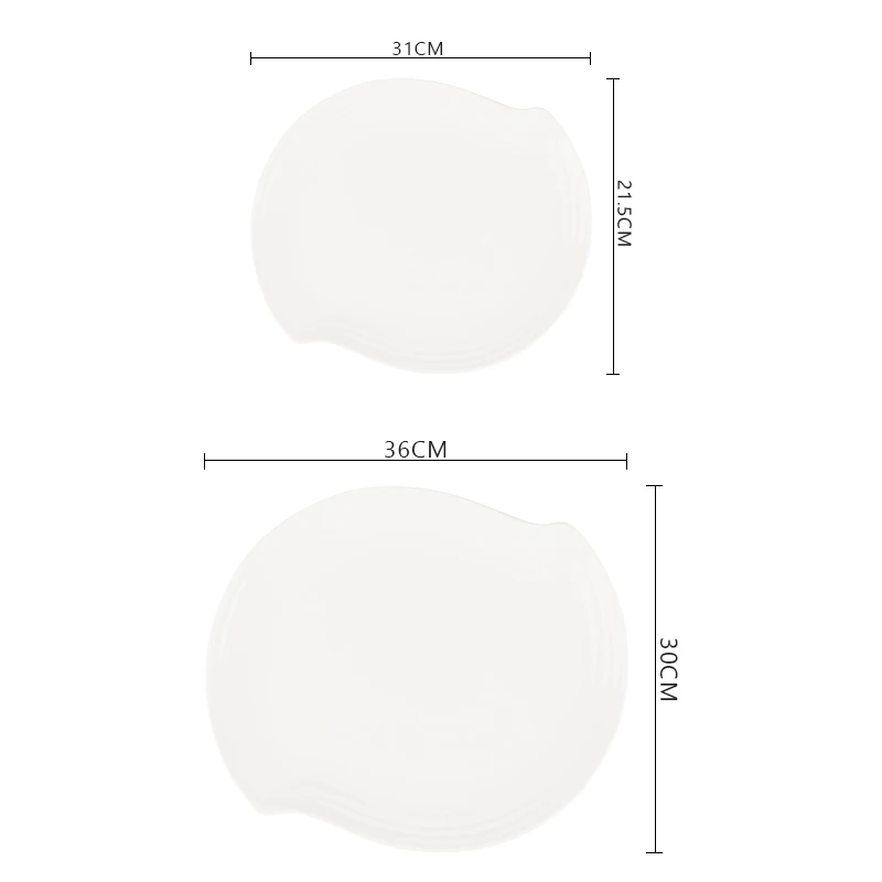 S-образные 12-дюймовые 14-дюймовые керамические роскошные тарелки с логотипом из керамического фарфора белого цвета