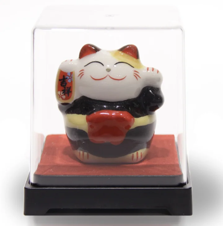 Wholesale Custom Gift Ceramic Decorative Cute Cartoon Animal Cat Japanese Porcelain Mini Good Lucky Fortune Cat Statue