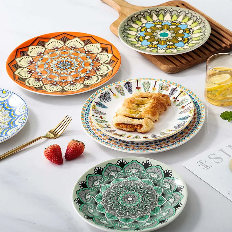 Оптовая продажа в богемном стиле, креативная керамическая тарелка для завтрака, суши, отличительное одноразовое блюдо для домашнего использования, интернет-праздники