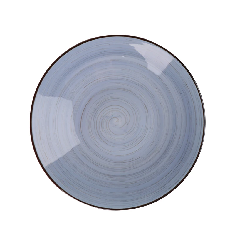 Круглая фарфоровая тарелка, набор обеденных тарелок для ресторана, цветная глазурованная керамическая фарфоровая тарелка для ресторана, кухонная посуда, тарелки