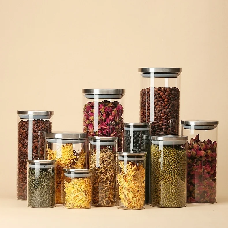 Хранение пищевых продуктов. Банка для хранения из боросиликатного стекла. Взрывозащищенная герметичная консервация свежести для безопасного и надежного хранения.