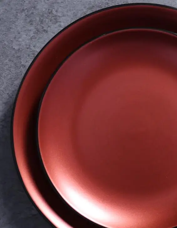 Современная керамическая посуда по индивидуальному заказу, медная тарелка для ресторанов, медная глазурованная тарелка, наборы столовой посуды оптом