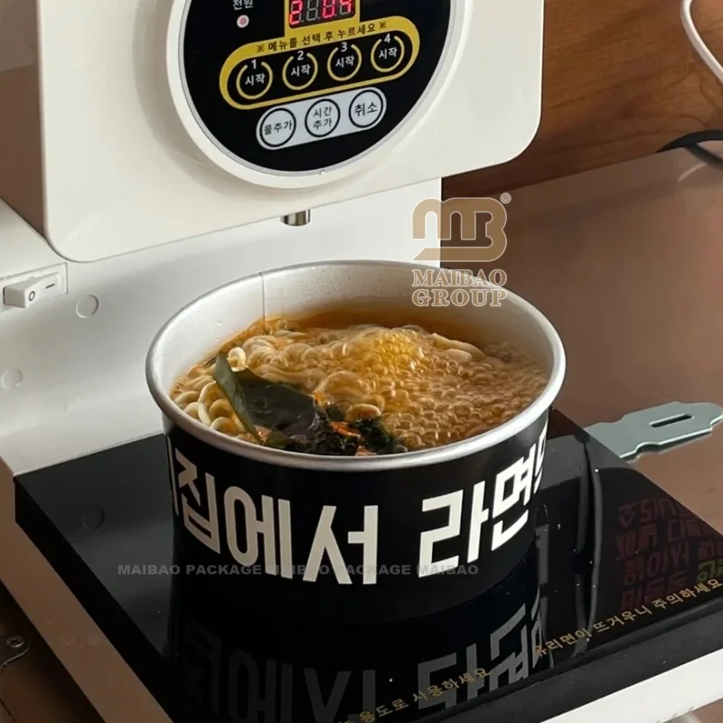 Бумажная чаша с подогревом в рамэн-горячем горшке для приготовления пищи на индукционной плите