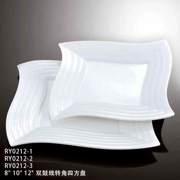 Оптовая торговля двойной линией серии фарфоровой керамической посуды белый обеденный сервиз для отеля