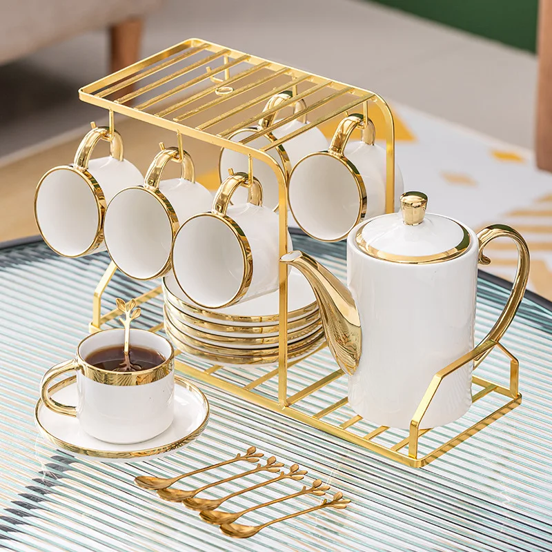 6 Pcs European Style Mugs Fashion Arabic Ceramic Coffee Cup With Handle Tray Coffee Cup Set