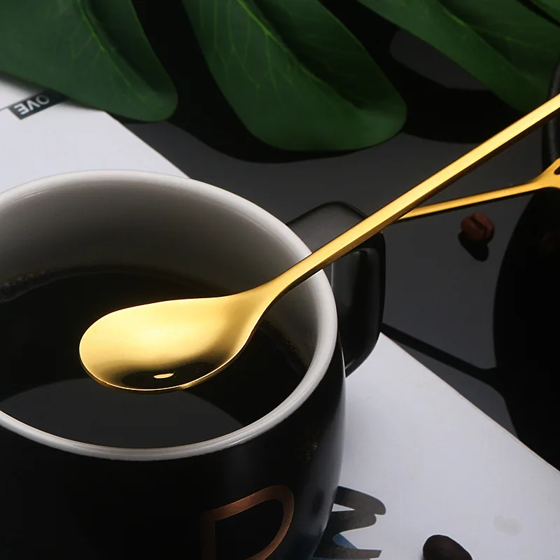 Набор столовых приборов, золотой, серебряный набор кофейных ложек, десертная ложка для смешивания, чайная ложка, роскошные столовые приборы из нержавеющей стали