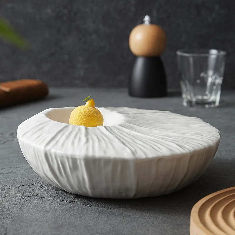 Nordic White Heat Luxury 8-inch Double Layer Ceramic Plate Eco-Friendly Restaurant Home Retaining Tray Desserts Dinner Plates