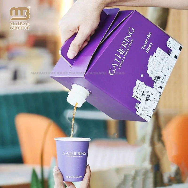 Оптовая продажа, напечатанный на заказ логотип, 2л/3л/5л, прочный гофрированный контейнер для кофе, одноразовый дозатор кофе, коробка