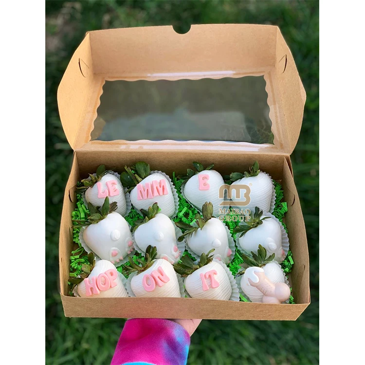 Коробки шоколада Bonbon Sweet Treat с индивидуальным логотипом, складные подарочные упаковки, бумажные коробки для еды для клубники в шоколаде