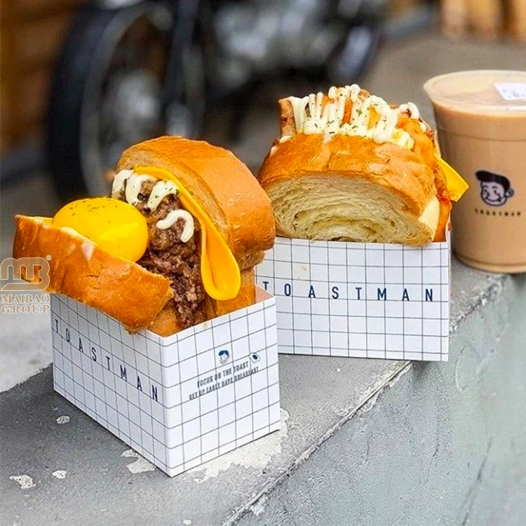 Одноразовая упаковка для сэндвичей на вынос, упаковочная коробка для картофеля фри, контейнер для куриных крылышек, бумажные коробки для сэндвичей с гамбургерами и картофелем фри