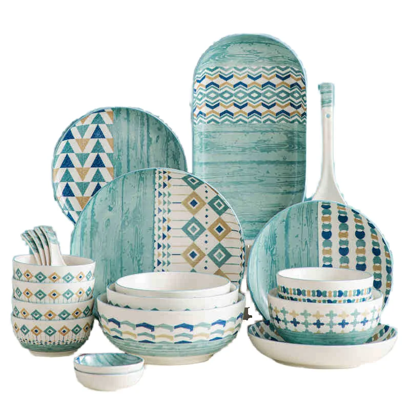 High-end Luxury Bone Chin Porcelain Ceramic Square Dinnerware Sets Luxury Porcelain Tableware Dinnerware Sets