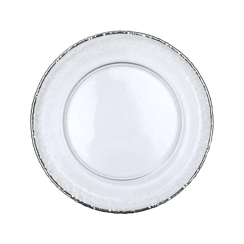 13-дюймовые прозрачные зарядные пластины для ужина в форме круглой точки для ресторана отеля, прозрачные зарядные пластины