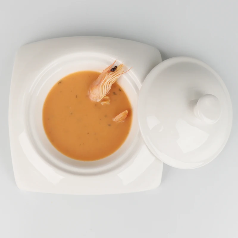 Керамическая фарфоровая тарелка для супа размером 8 дюймов, квадратная, для гостиницы, керамическая тарелка для супа, белая фарфоровая тарелка для супа