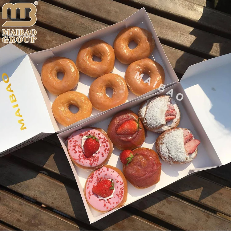 Крафт-бумага с индивидуальной печатью, кондитерские изделия, коробка для десерта, складная коробка для пончиков, печенья, выпечки, эклеров, упаковка для пищевых продуктов, шоколадная бумажная коробка