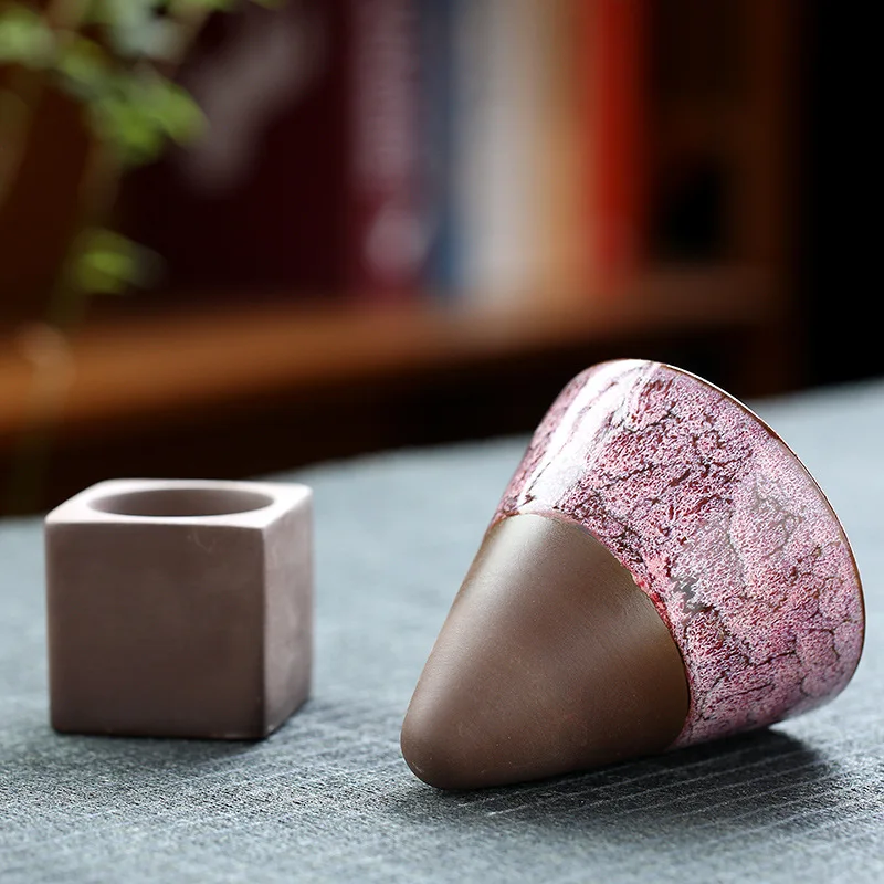 200ml Retro Kiln-Changing Ceramic Coffee Cup Creative Japanese Coarse Pottery Mug with Healthy Stoneware Stocked Lid Included