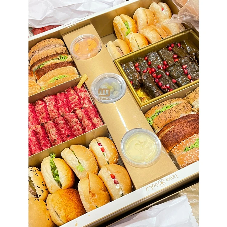 Изготовленная на заказ коробка для десерта из эко-крафт-бумаги с разделителями, упаковочная коробка для шоколадного печенья и пончиков, коробка для выпечки, бумажная тарелка