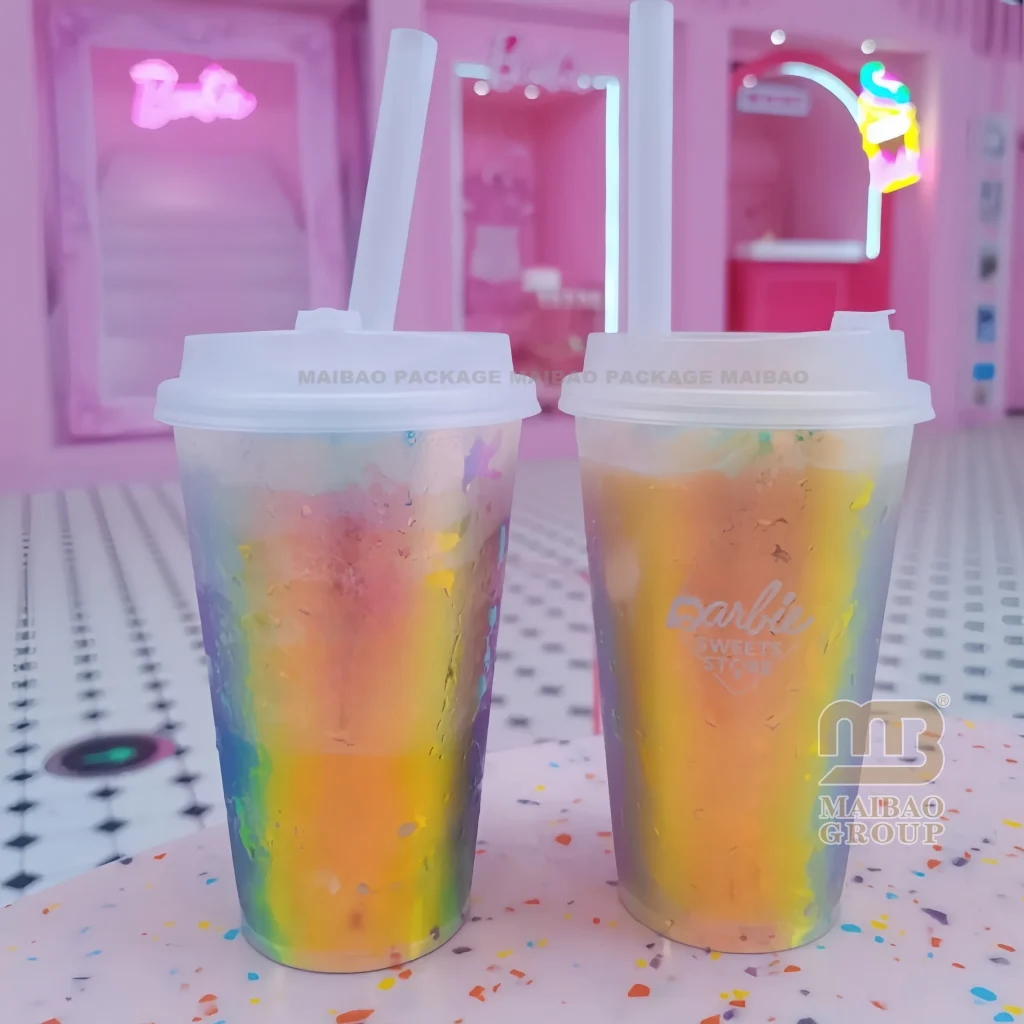 Изготовленная на заказ печать в пресс-форме, этикетки, чашка, пластиковый стаканчик Iml Pp, твердый пластик, одноразовая чашка для чая Boba Bubble Mike