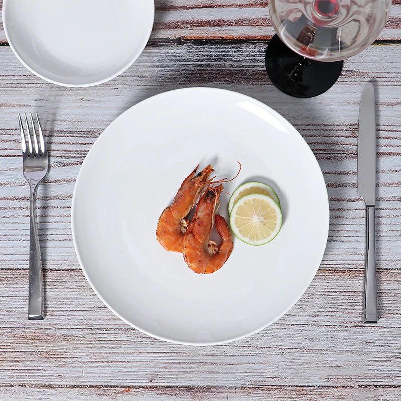 Производитель на продажу Классические ресторанные тарелки Белая круглая обеденная тарелка Обеденная тарелка с логотипом на заказ