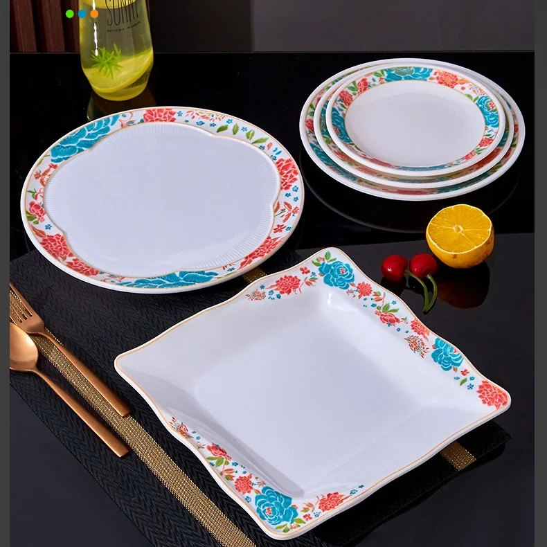 Меламиновые сервировочные тарелки, устойчивые к царапинам, элегантный дизайн для оптовой продажи товаров для общественного питания в отелях