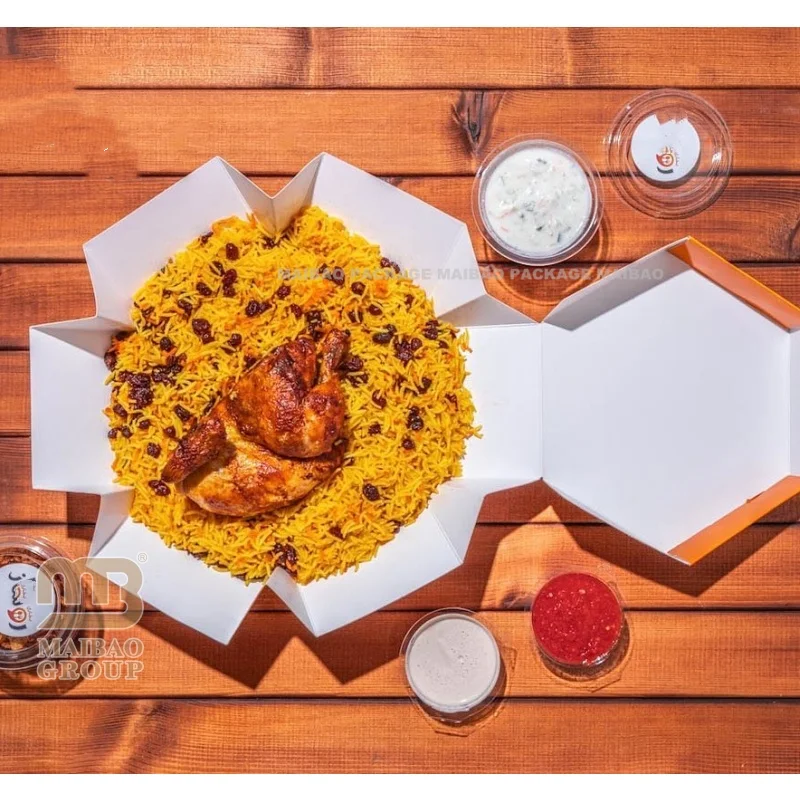 Упаковка для фаст-фуда Курица-гриль с рисом Бухари Коробка для пиццы из гофрированного картона Упаковка для фаст-фуда для риса