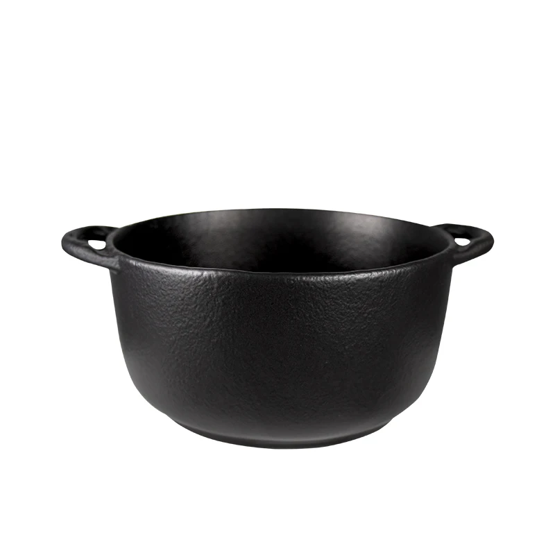 Черная фарфоровая миска, матовая сервировочная миска, 800 мл, керамические глубокие тарелки с ручками, тарелки, суповые тарелки, посуда для ресторанов