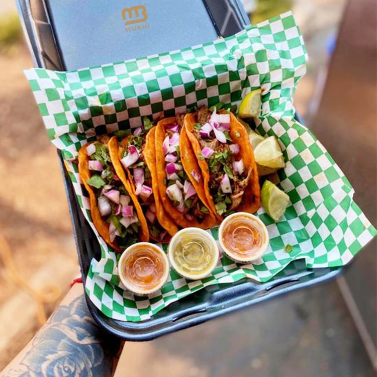 Упаковка куриных рулетов по индивидуальному заказу, жиронепроницаемая вощеная бумага, оберточная бумага для тако, мексиканского буррито, оберточная бумага для пищевых продуктов