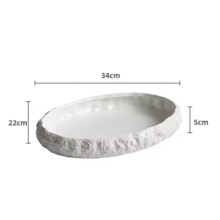 2024 New Light Luxury Rock Pattern Deep Steamed Fish and Lobster Sashimi Round Ceramic Plate Disposable for Home Hotels Clubs