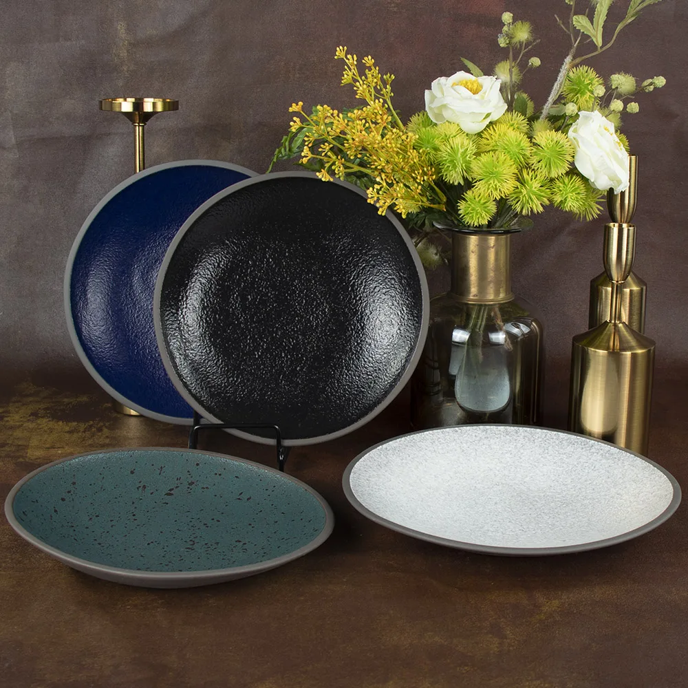 Популярные оптовые наборы керамических тарелок под глазурованную керамическую посуду Высококачественная керамическая тарелка