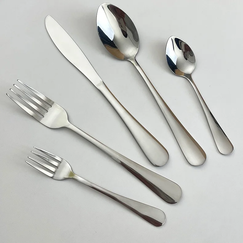 Набор ножей и вилок из серебра премиум-класса из нержавеющей стали 304. Элегантный дизайн для банкетных мероприятий.