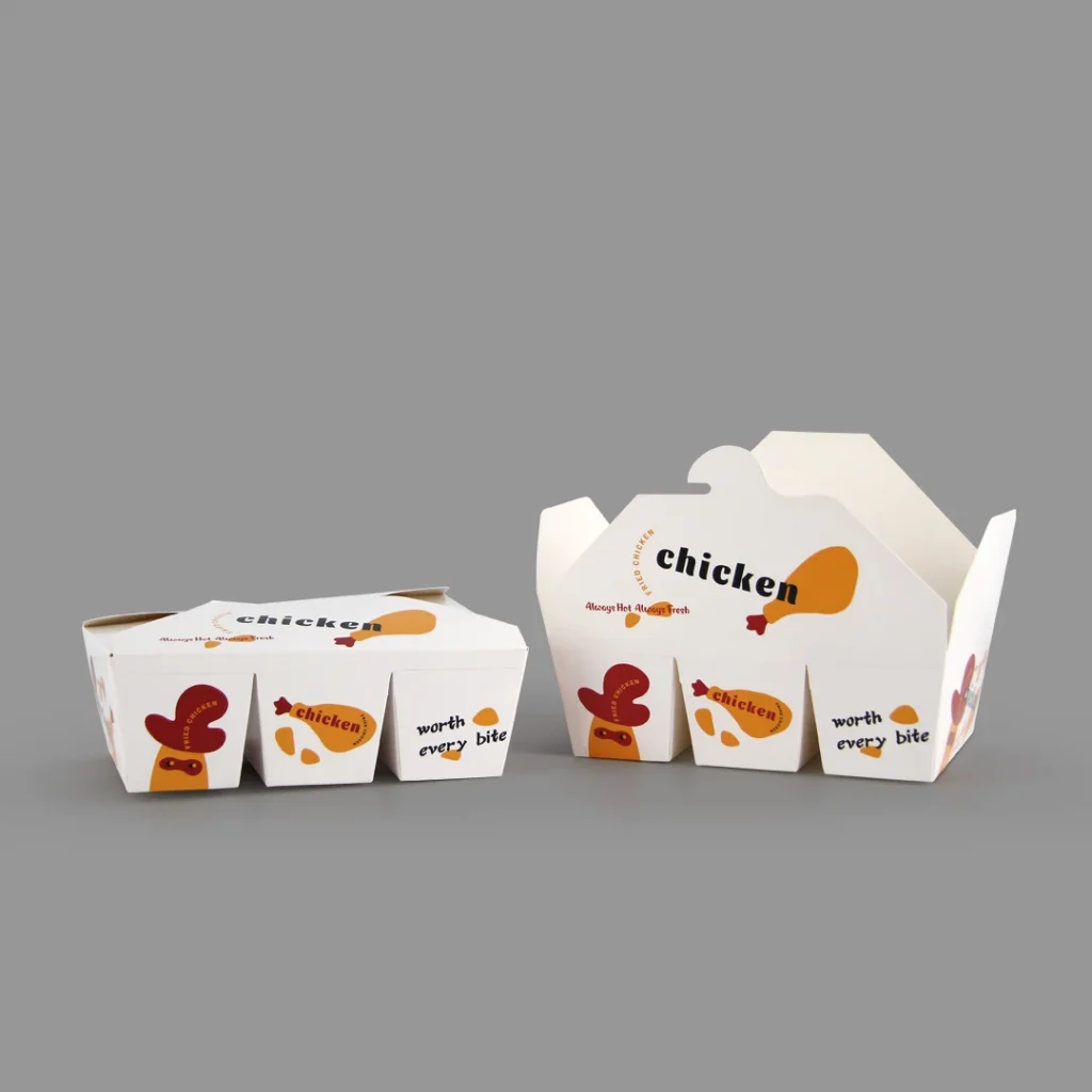 Индивидуальный логотип Эко-одноразовый ресторан на вынос Фаст-фуд Упаковка для салатов Крафт-бумага Контейнеры для жареной курицы на вынос Коробка для хот-догов