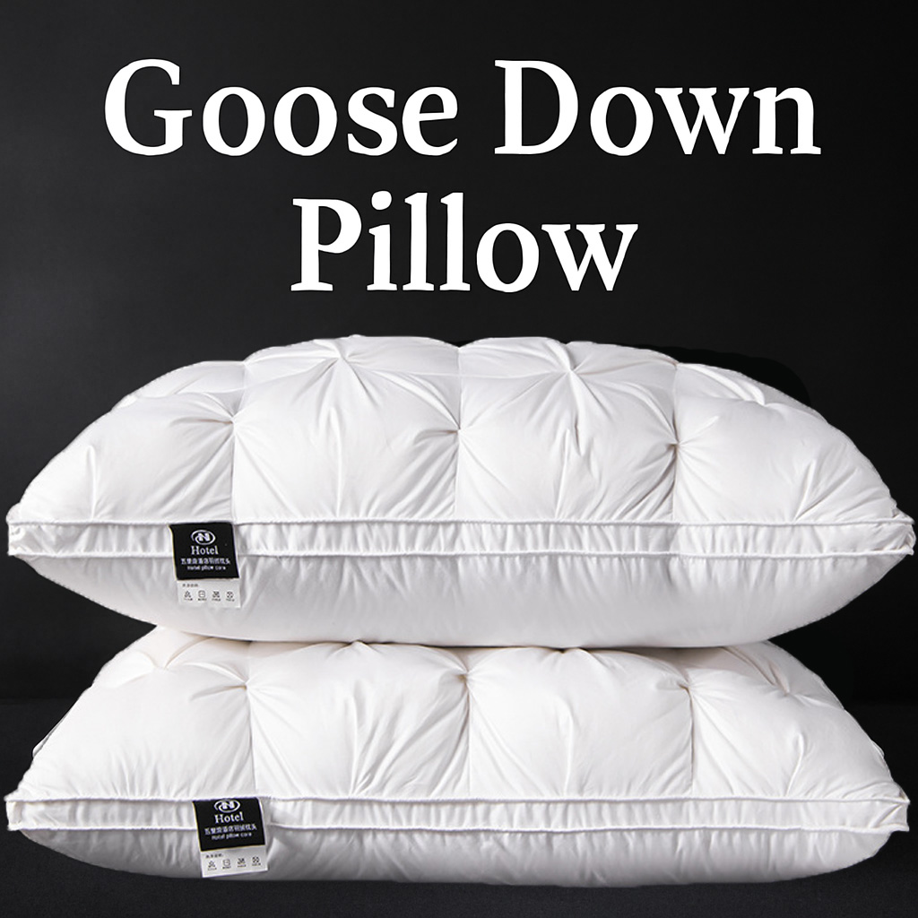 Оптовая продажа, роскошная подушка из 100% хлопка, гусиный пух, сертифицированная мягкая пуховая подушка с перьями для всех возрастов