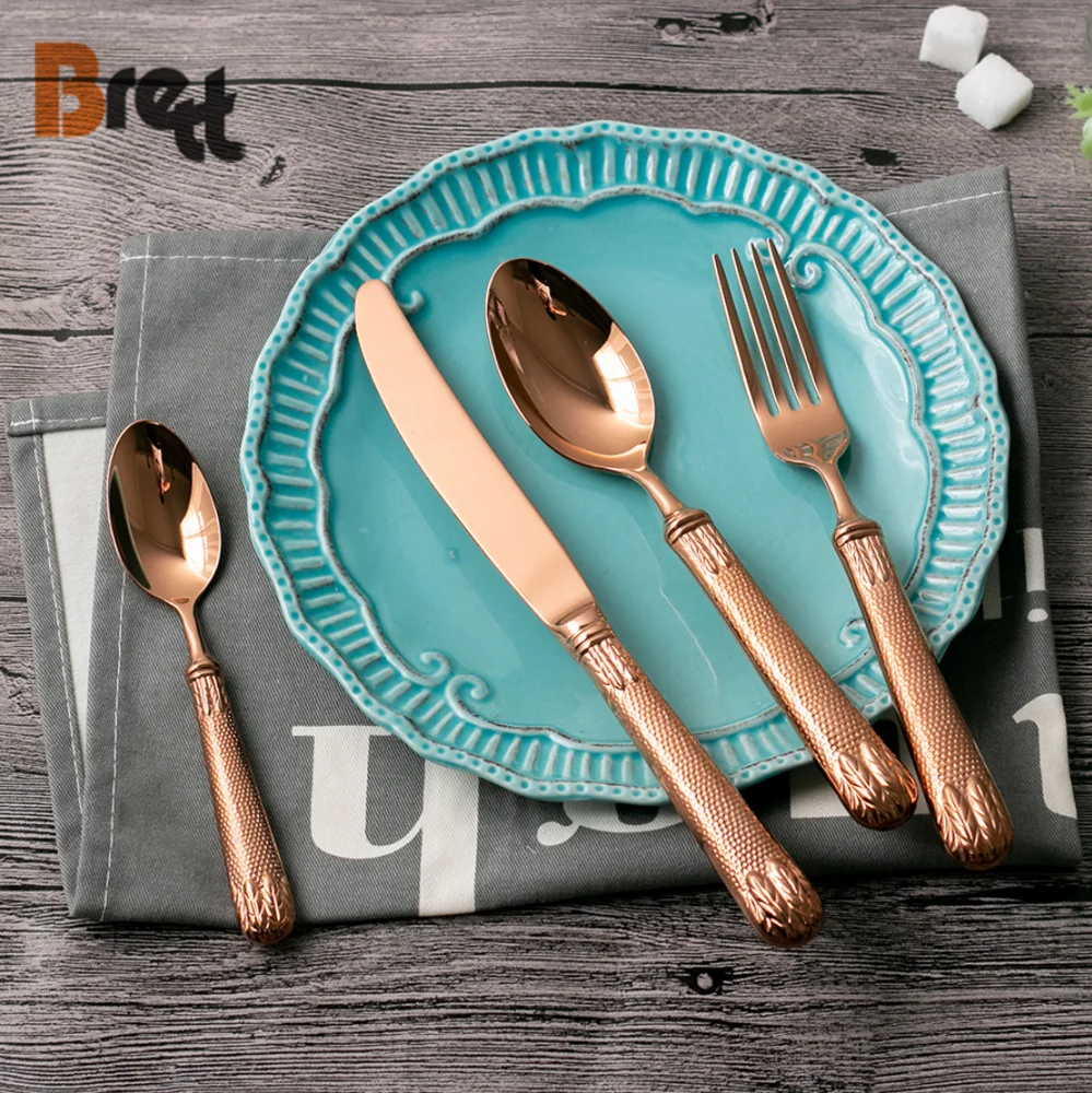 Королевские столовые приборы из нержавеющей стали, позолоченные ложки, вилки и ножи, набор столовых приборов для мероприятий