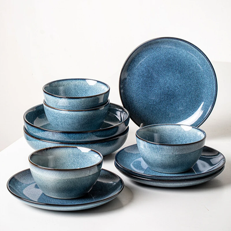 Porcelain  Round Dessert Salad Plates Dessert Ceramic Plate Modern Ceramic Dinnerware Lunch Box Home and Kitchen Tableware Set