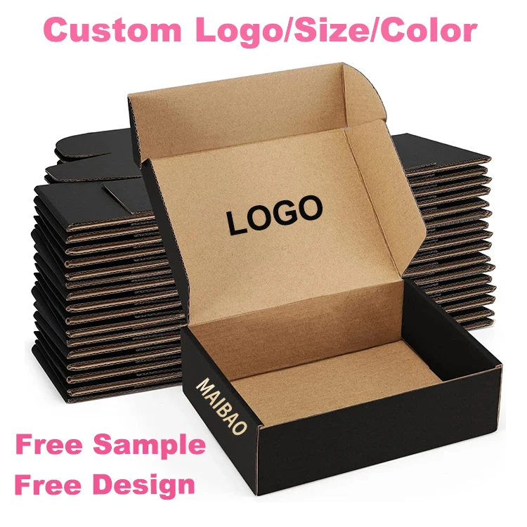 Изготовленная на заказ бумажная коробка белого цвета, складная транспортировочная коробка из гофрированной крафт-бумаги для одежды, розовая, черная, упаковочная почтовая коробка для одежды