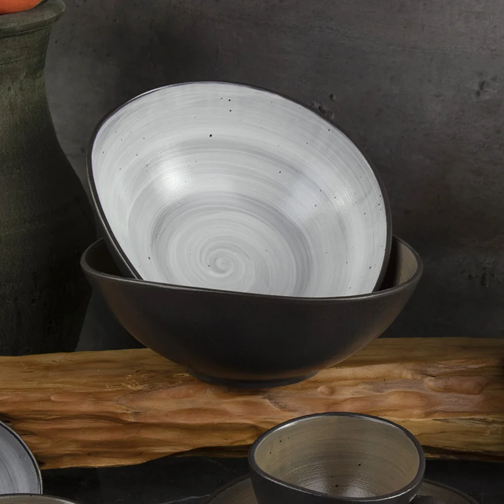 Необычная керамическая чаша Керамическая посуда Прочная керамическая салатница Винтажная фарфоровая дешевая суповая миска для ресторана