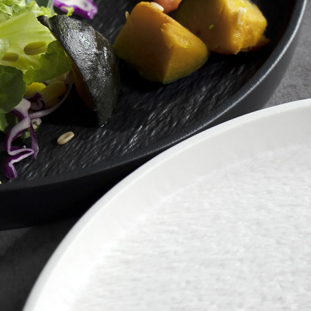 Европейская керамическая матовая черная керамическая тарелка, круглая тарелка для пасты, посуда, белая фарфоровая тарелка для ужина для ресторана, отеля