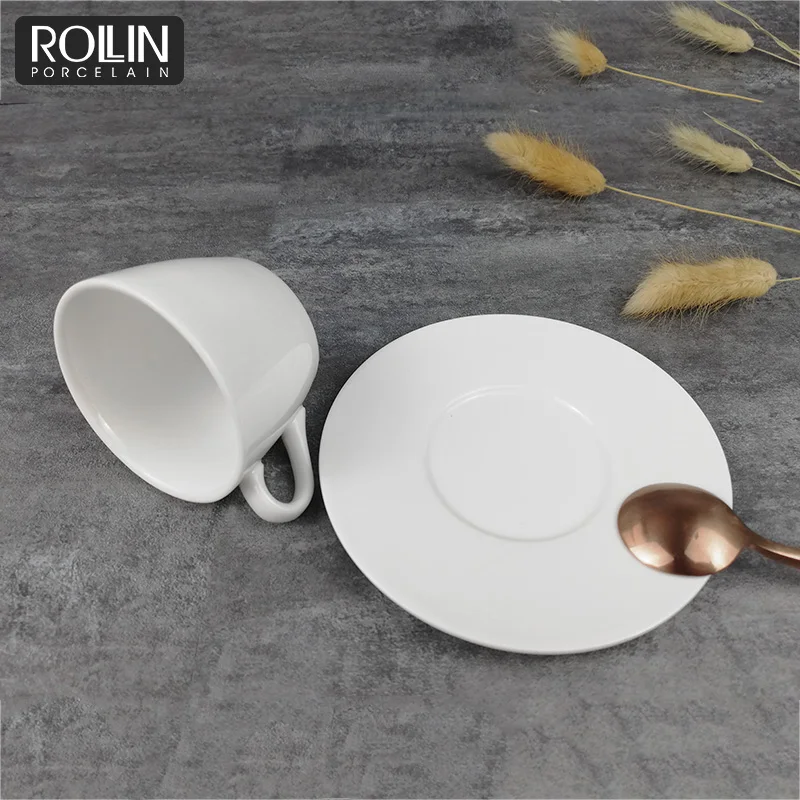 Оптовая торговля отель и ресторан белая керамическая чашка для чая фарфоровая чашка для эспрессо с блюдцем