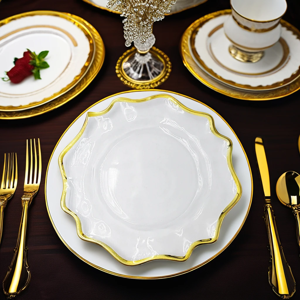 Стеклянная тарелка с золотой оправой неправильной формы, Роскошный набор стеклянных тарелок в Пномпене, современный винтажный круглый узор для банкета для свадьбы