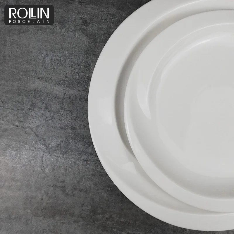 Оптовая продажа, белая керамическая посуда, белая фарфоровая тарелка, фуршетная посуда, тарелка для общественного питания, белые тарелки для ресторана