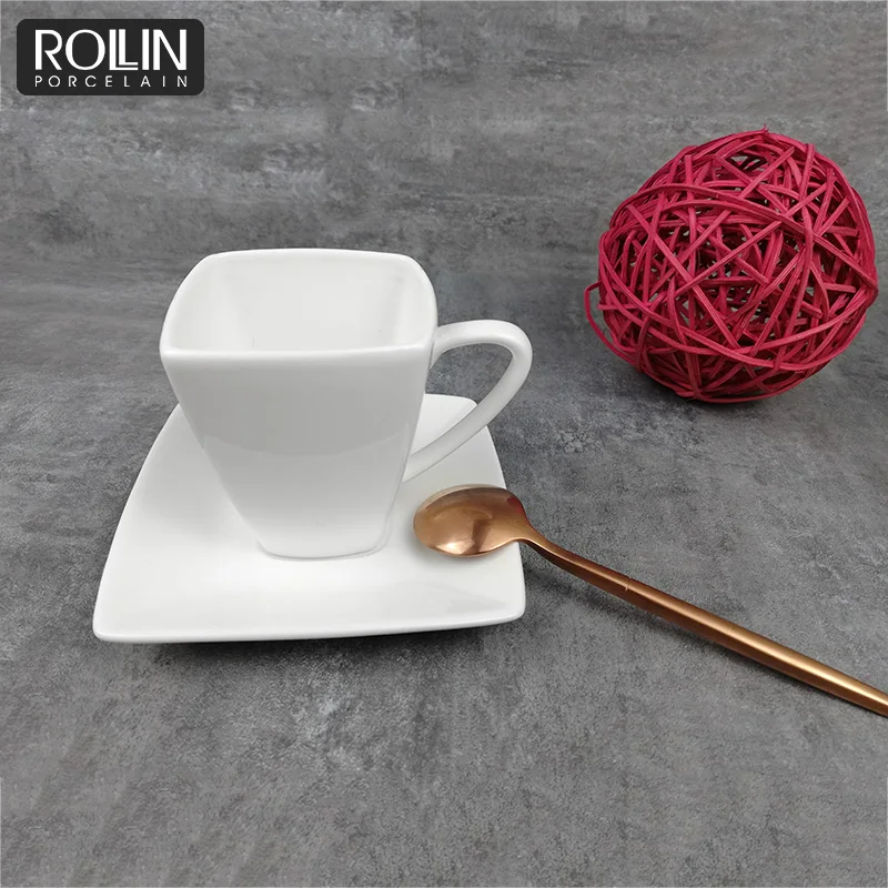 Квадратная кофейная чашка и кружка объемом 110 мл с блюдцем и индивидуальным логотипом