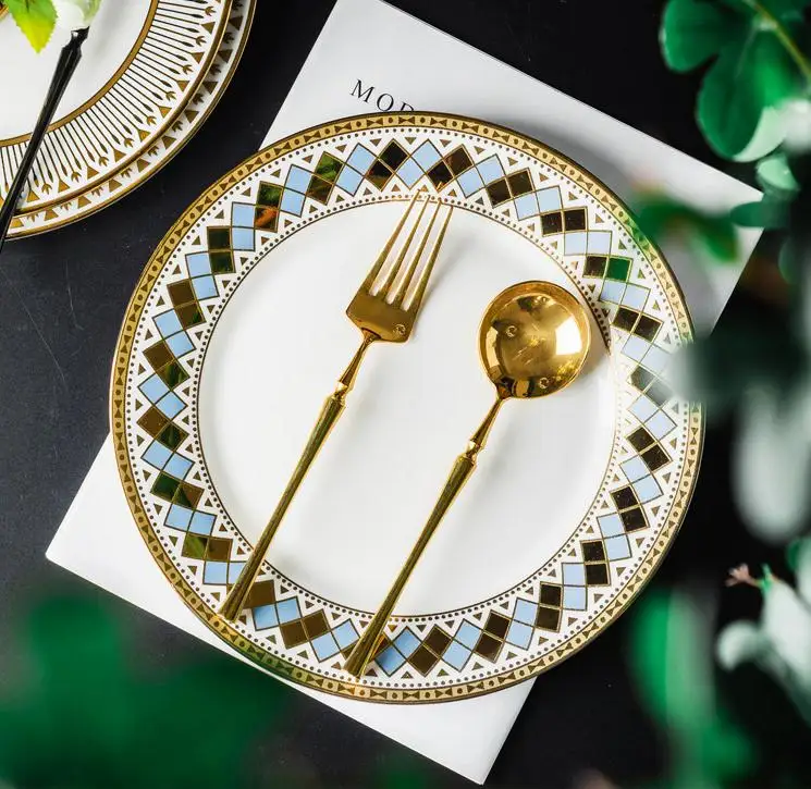 Hot Selling High Quality Luxury With Gold Rim Modern Lifestyle Restaurant Plate for Catering