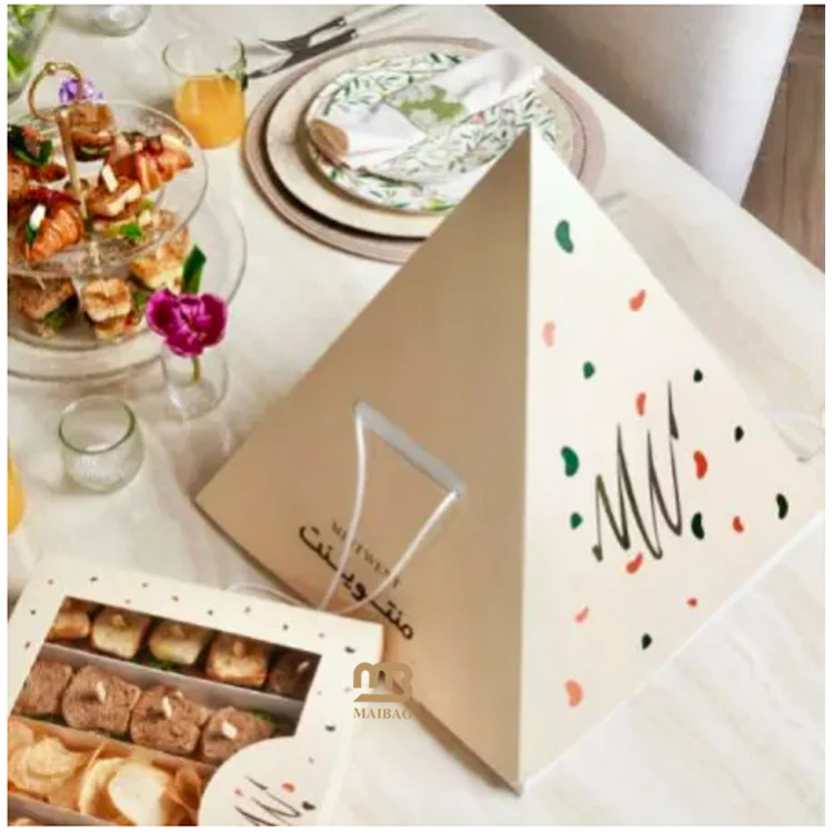 Новая картонная пирамида, коробка для кейтеринга, кондитерский торт, десерт, ремесленное блюдо, пирамида для выпаса, коробка для бенто, коробка для еды, упаковочная пирамида